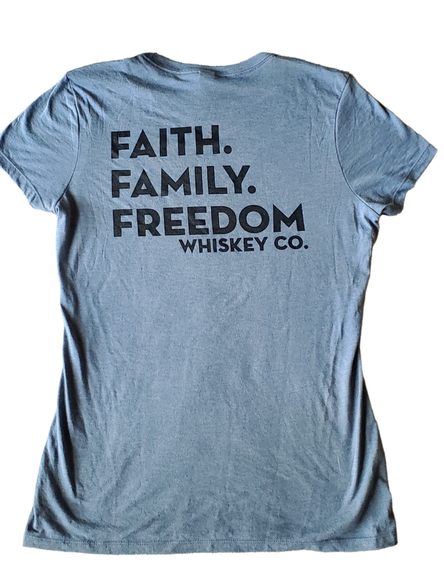 Women's NEW Faith, Family, Freedom Whiskey Co. T-Shirt