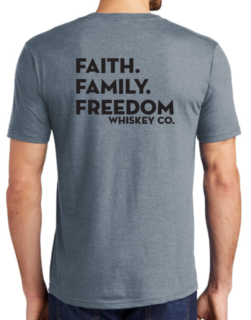 Men's NEW Faith, Family, Freedom Whiskey Co T-Shirt