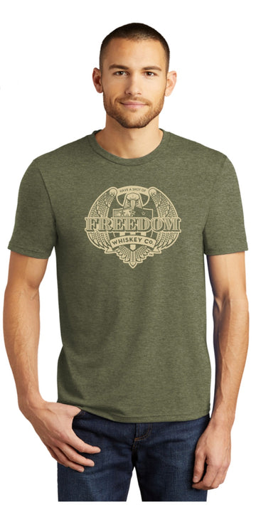 Military Green Faith, Family, Freedom with Cream Print