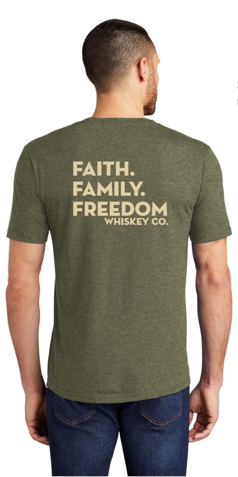 Military Green Faith, Family, Freedom with Cream Print